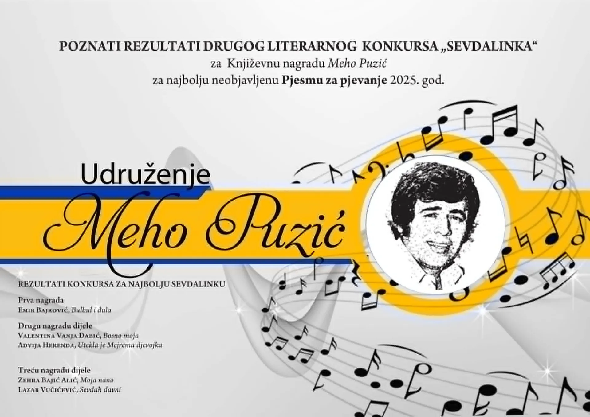 Proglašeni pobjednici velikog konkursa posvećenog sevdahu i Mehi Puziću