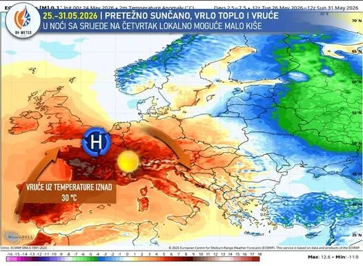 Vruć kraj maja u BiH, stižu temperature do 33°C, ali slijedi i promjena