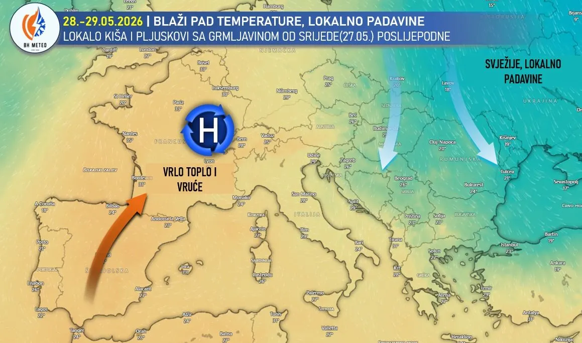 Meteorolozi najavili vrhunac zatopljenja pa zahlađenje, evo gdje se očekuju pljuskovi