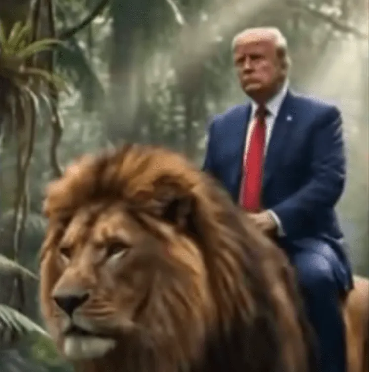 (VIDEO) Trump objavio novi AI snimak u kojem jaše lava i skače sa padobranom