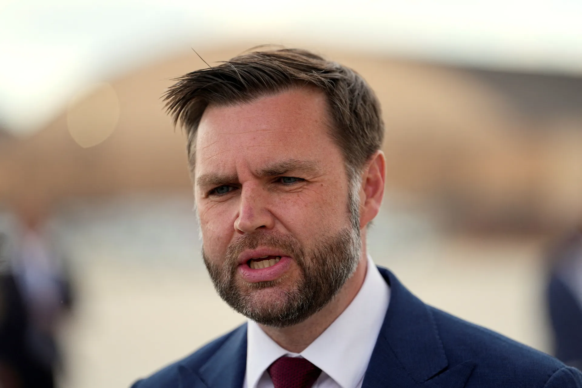 U.S. Vice President JD Vance speaks with the media as he arrives at Joint Base Andrews, Maryland, U.S., May 28, 2026.  Matt Rourke/Pool via REUTERS
