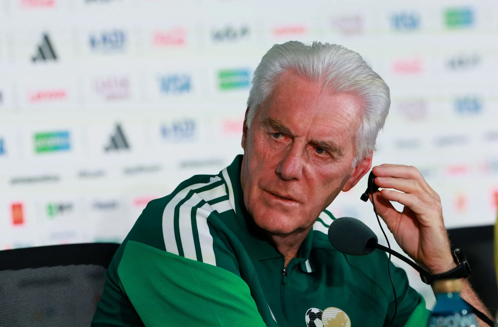 Soccer Football - FIFA World Cup 2026 - South Africa Press Conference - Estadio Azteca, Mexico City, Mexico - June 10, 2026 South Africa coach Hugo Broos during the press conference REUTERS/Henry Romero