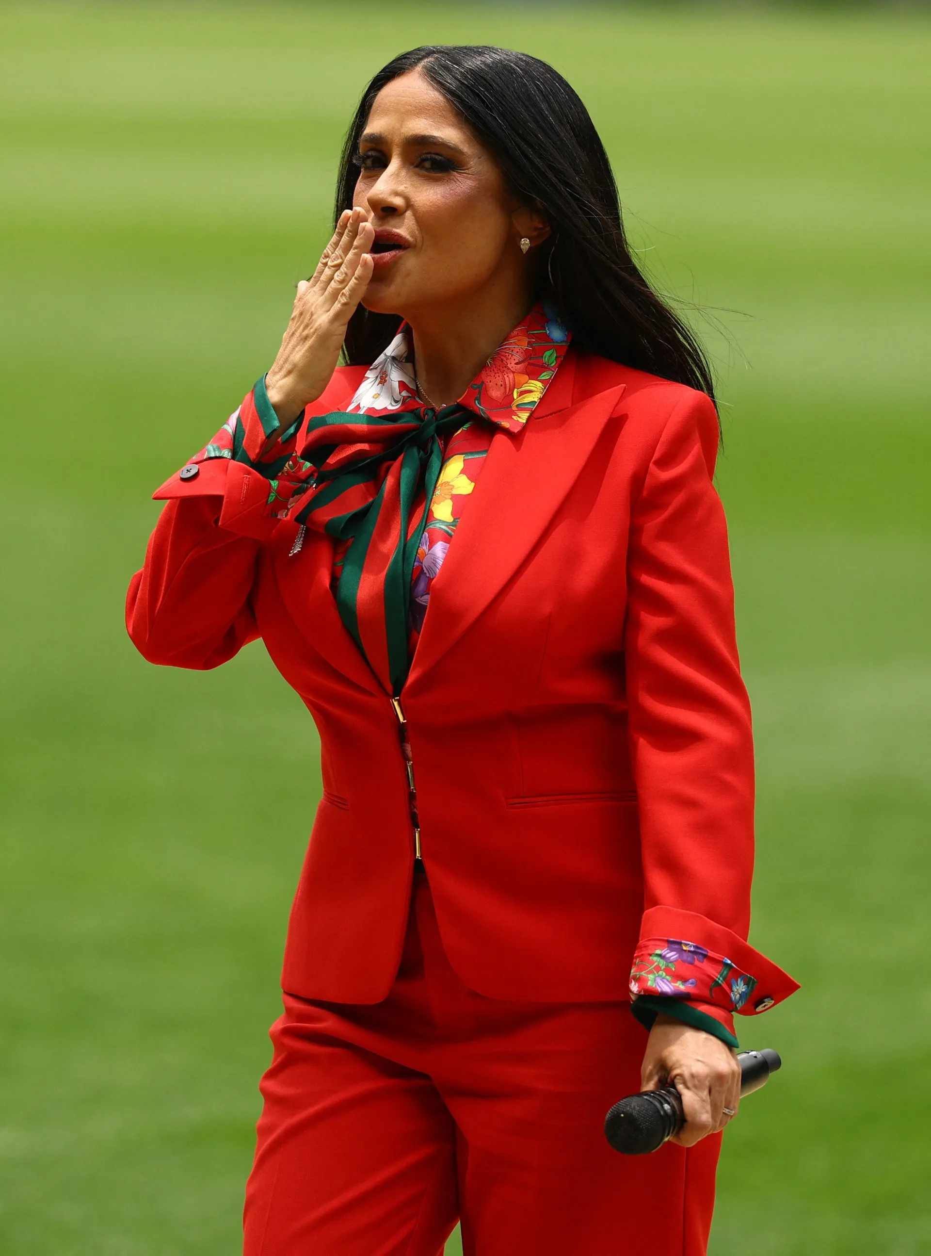 Soccer Football - FIFA World Cup 2026 - Group A - Mexico v South Africa - Estadio Azteca, Mexico City, Mexico - June 11, 2026 Actress and FIFA World Cup 2026 Ambassador Salma Hayek Pinault before the match REUTERS/Kai Pfaffenbach