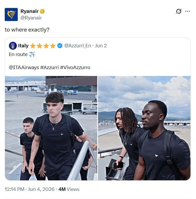 Ryanair ismijao reprezentaciju Italije nakon ispadanja od BiH: "A gdje ćete tačno?"