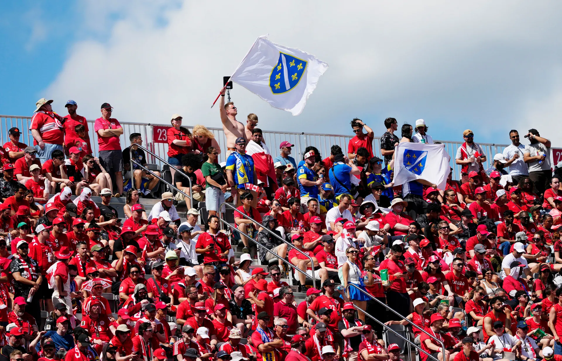 Soccer Football - FIFA World Cup 2026 - Group B - Canada v Bosnia and Herzegovina - Toronto Stadium, Toronto, Canada - June 12, 2026 Canada and Bosnia and Herzegovina fans in the stands IMAGN IMAGES via Reuters/Kevin Sousa