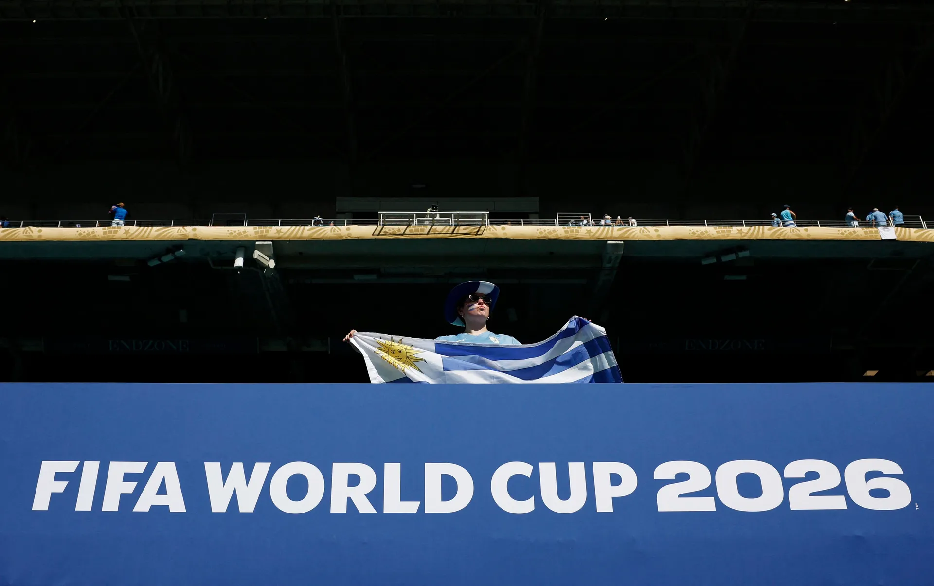Soccer Football - FIFA World Cup 2026 - Group H -  Uruguay v Cape Verde - Miami Stadium, Miami Gardens, Florida, U.S. - June 21, 2026 A Uruguay fan in the stands before the match REUTERS/Marco Bello