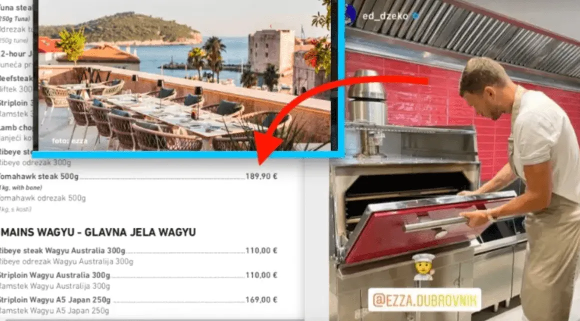 U dubrovačkom restoranu Edina Džeke "paprene cijene", komad mesa košta oko 400 KM