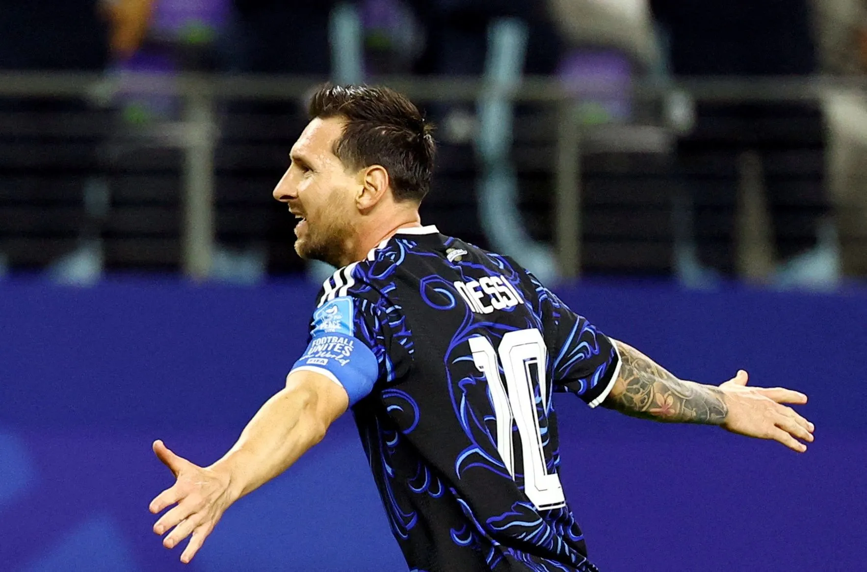 Soccer Football - FIFA World Cup 2026 - Group J - Jordan v Argentina - Dallas Stadium, Arlington, Texas, U.S. - June 27, 2026 Argentina's Lionel Messi celebrates scoring their third goal IMAGN IMAGES via Reuters/Tim Heitman     TPX IMAGES OF THE DAY