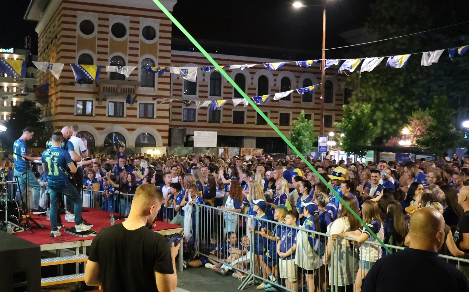 MOSTAR, 2. srpnja (FENA) – Fan zona Musala: Mostar i večeras uz Zmajeve(Foto FENA/Branka Soldo)