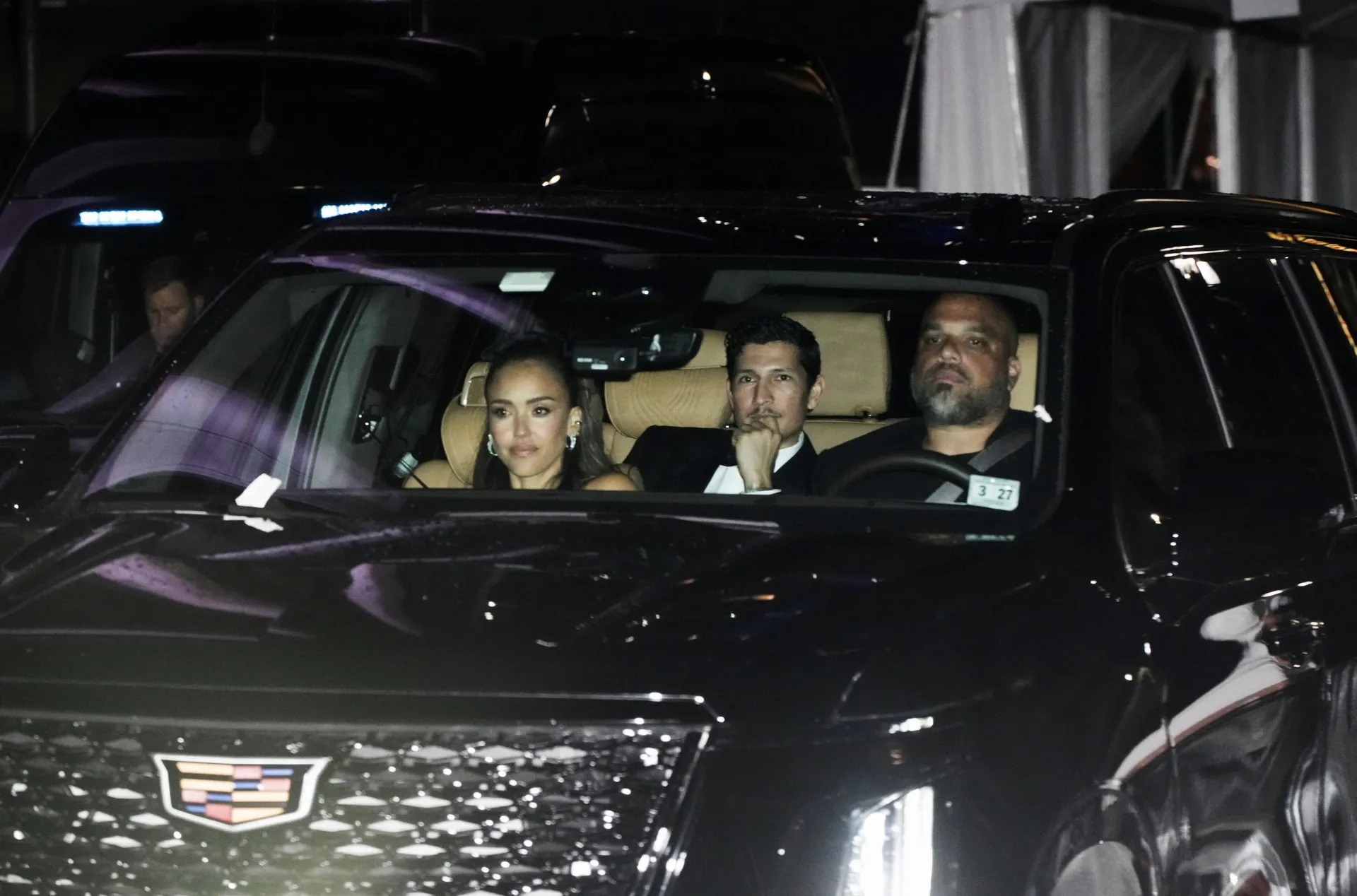 Jessica Alba and Danny Ramirez depart Madison Square Garden, the venue for the wedding celebrations of singer Taylor Swift and National Football League (NFL) player Travis Kelce, in New York, U.S., July 3, 2026.  REUTERS/Bing Guan