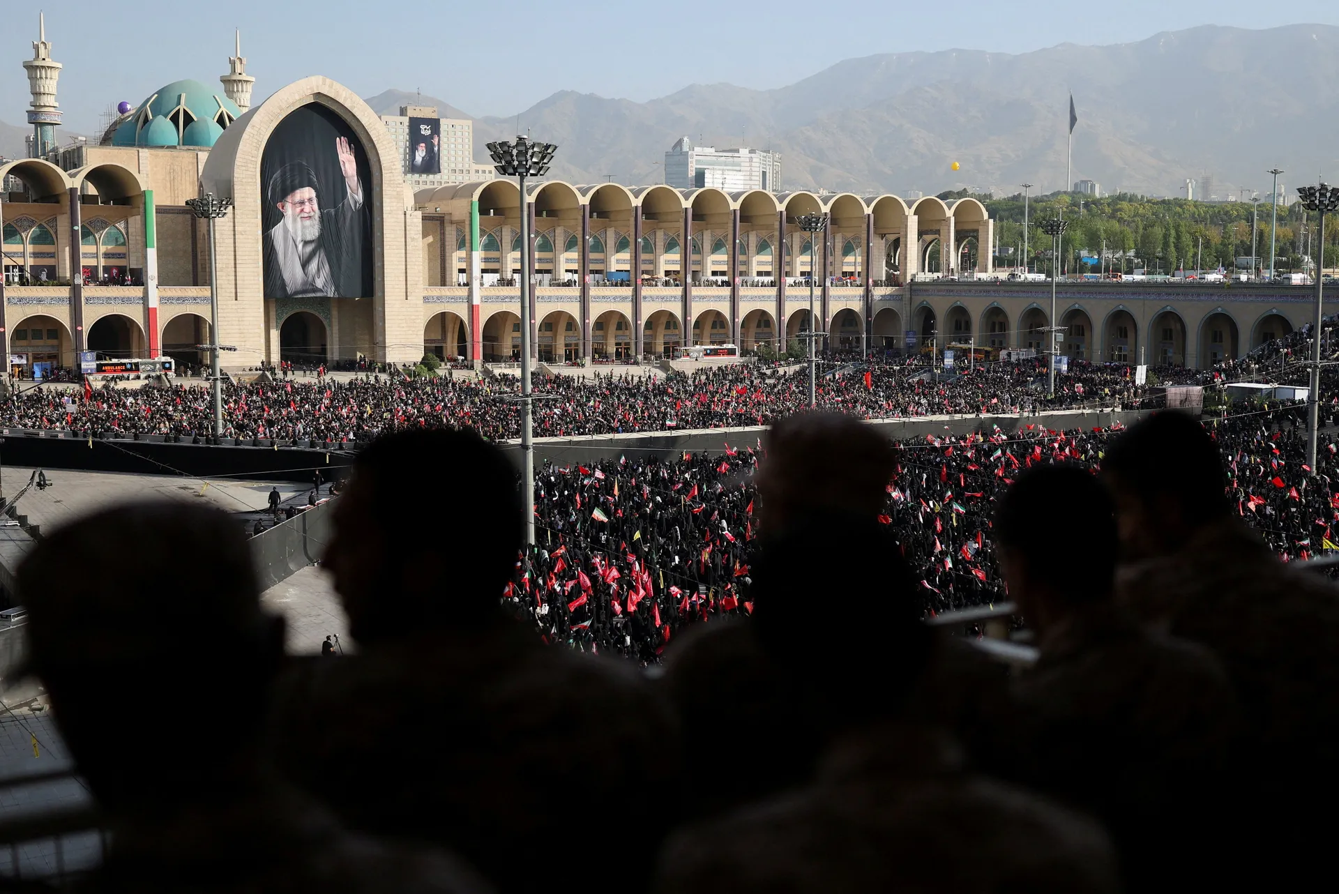 People gather on the day of a public farewell ceremony to pay their respects to late Supreme Leader Ayatollah Ali Khamenei, who was killed on February 28 in Israeli and U.S. airstrikes, at the Imam Khomeini Grand Mosalla, in Tehran, Iran July 4, 2026.  RE