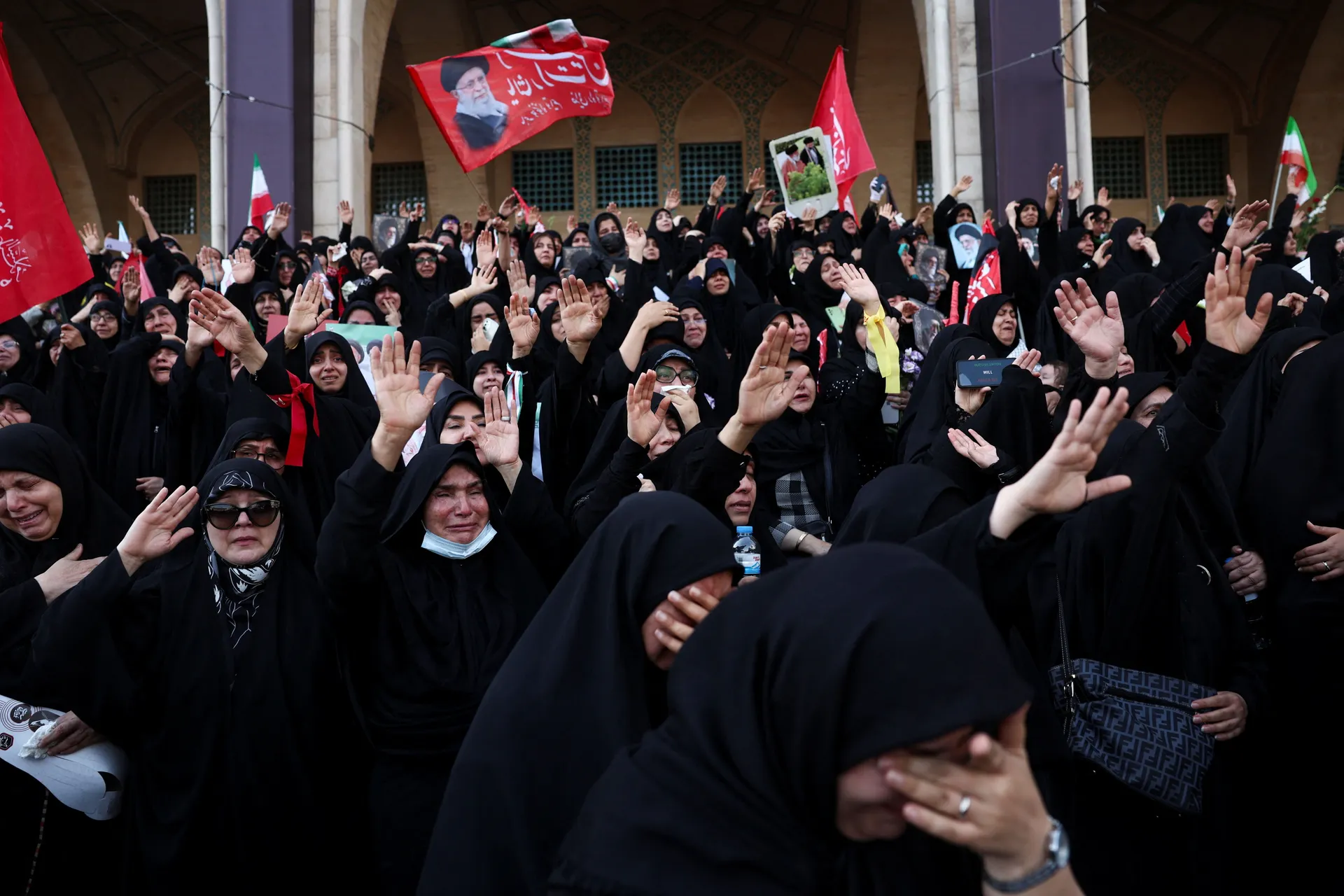 Mourners gather on the day of a public farewell ceremony to pay their respects to late Supreme Leader Ayatollah Ali Khamenei, who was killed on February 28 in Israeli and U.S. airstrikes, at the Imam Khomeini Grand Mosalla, in Tehran, Iran July 4, 2026.  