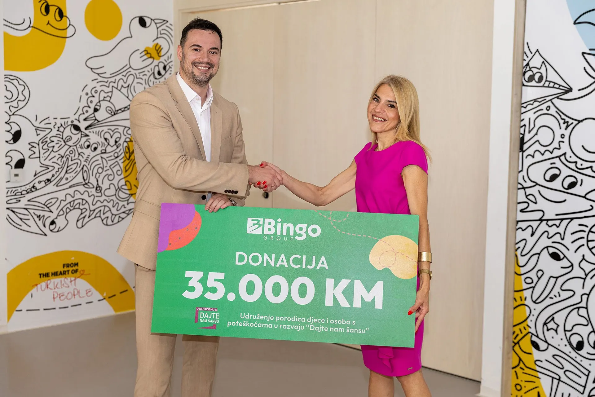 Bingo donirao 35.000 KM za unapređenje uslova u Dnevnom centru Udruženja „Dajte nam šansu“