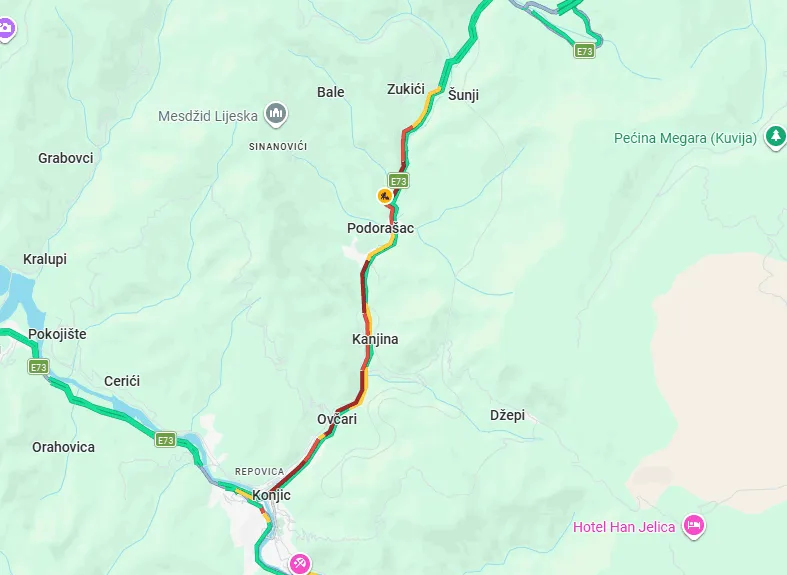 Kilometarske kolone kod Konjica: Od Bradine do grada vozi se skoro sat