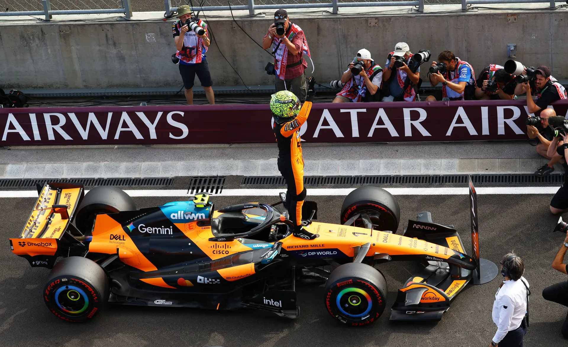 Formula One F1 - Hungarian Grand Prix - Hungaroring, Budapest, Hungary - July 25, 2026 McLaren's Lando Norris celebrates after qualifying in pole position REUTERS/Bernadett Szabo