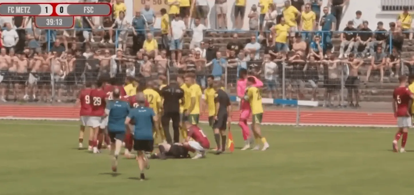 (VIDEO) Sukobili se fudbaleri Metza i Fortune Sittard, sutkinja izvukla deblji kraj