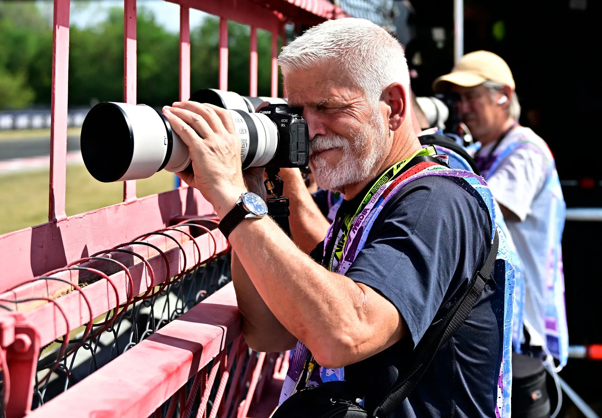 Formula One F1 - Hungarian Grand Prix - Hungaroring, Budapest, Hungary - July 26, 2026 Czech Republic president Petr Pavel takes a photograph during the race REUTERS/Marton Monus
