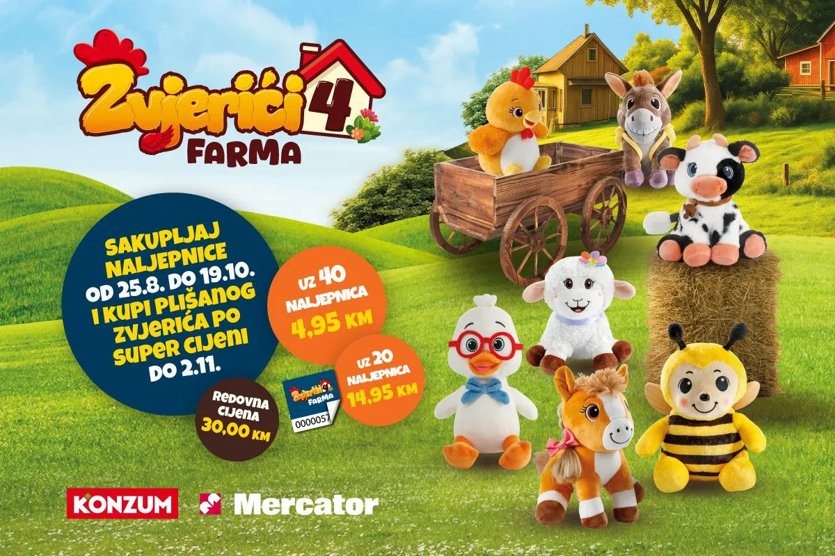 Konzum i Mercator od 25. augusta mališane vode na uzbudljivu avanturu na farmi