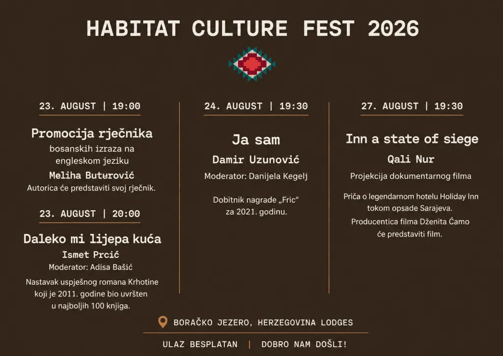 Habitat Culture Fest donosi književne i filmske priče na Boračko jezero