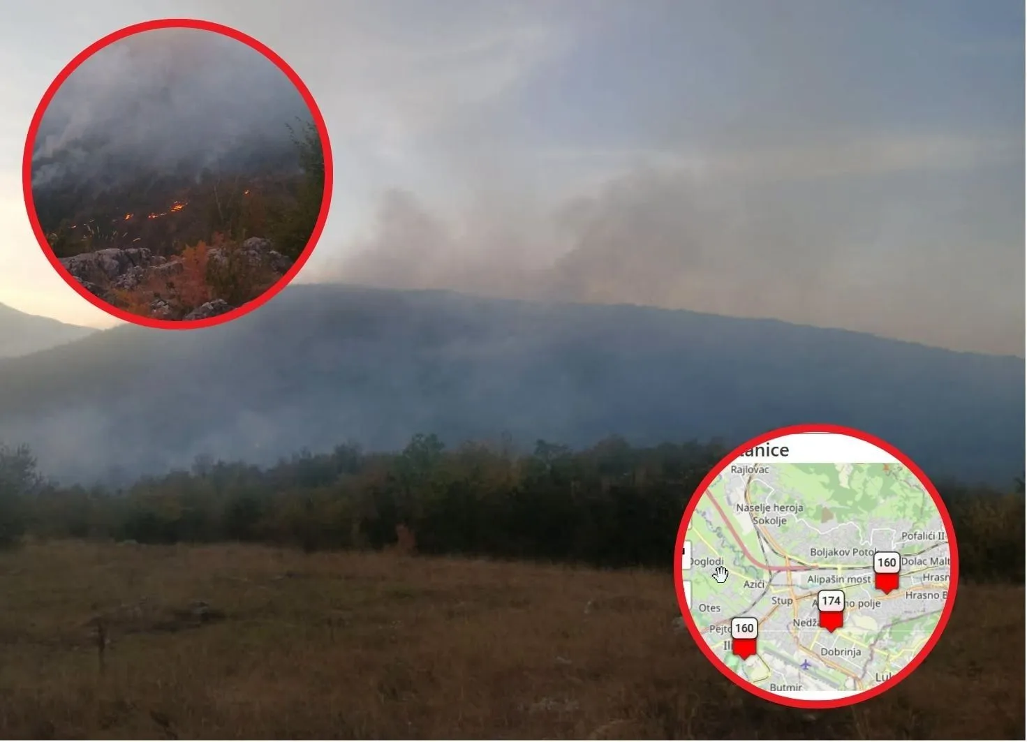  Zbog požara u Trnovu zrak zagađen u Sarajevu, najgore na Otoci i Saraj-Polju