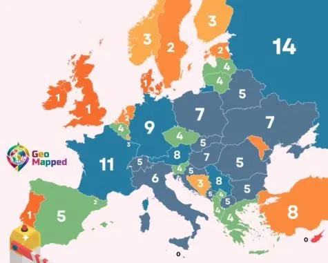 Zanimljiva karta Evrope, BiH označena s 3, Hrvatska s 5, evo šta ovo znači