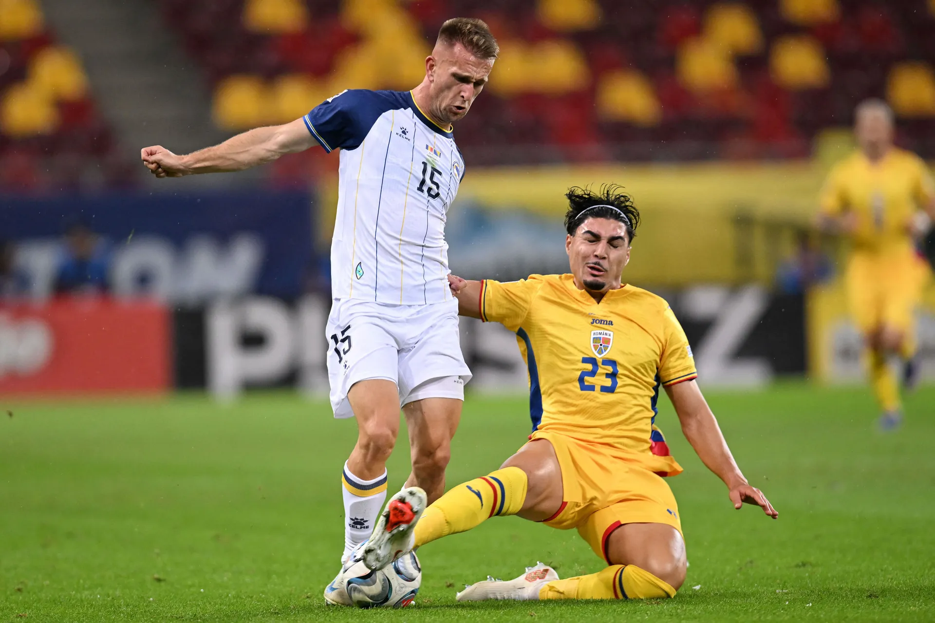 Soccer Football - UEFA Nations League - Group B4 - Romania v Bosnia and Herzegovina - National Arena, Bucharest, Romania - September 28, 2026 Bosnia and Herzegovina's Amar Memic in action with Romania's Lisav Eissat Inquam Photos via REUTERS/Eduard Vinato