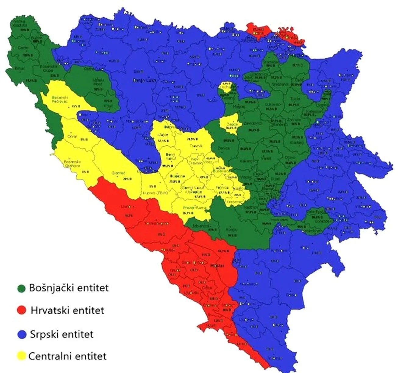 Nova mapa BiH širi se internetom, predviđa četiri teritorijalne jedinice