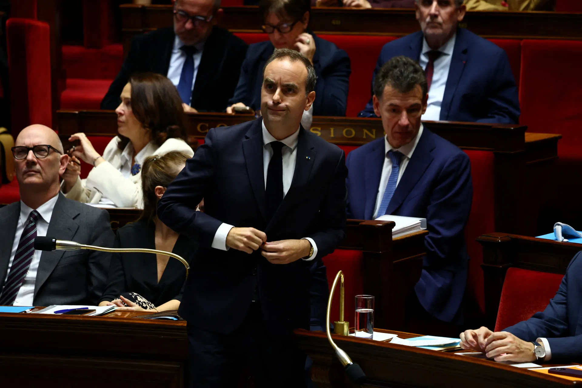 French Prime Minister Sebastien Lecornu reacts during the questions to the government session at the National Assembly in Paris, France, October 6, 2026. REUTERS/Sarah Meyssonnier
