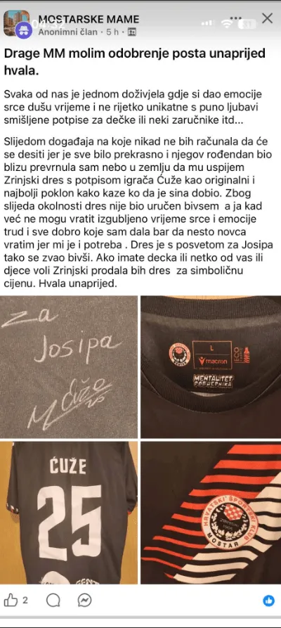 Post objavljen na Facebooku