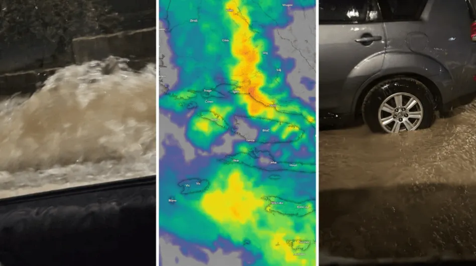 Snažno nevrijeme pogodilo dijelove Hrvatske, ulice i automobili pod vodom